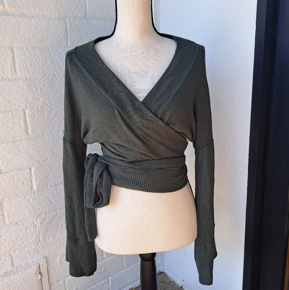 Free People Beach Olive Wrap Top